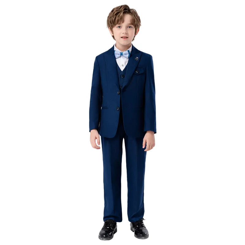 Gentleman Kids Slim 4Pieces/Set Jacket Vest Pants Bowtie Party Dress Children Ceremony Photograph Suit Boys Performance Costume