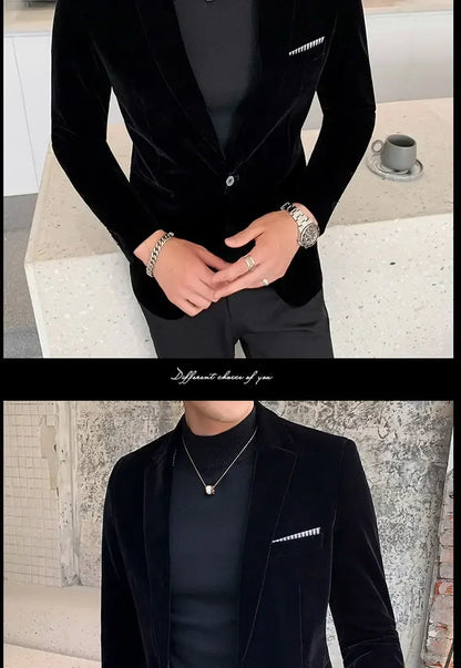 Mens Blazer Men's Fashion Business Corduroy Shirt Gentleman British Style Casual Slim-fit Wedding Work  Mens Blazer Jacket  5XL