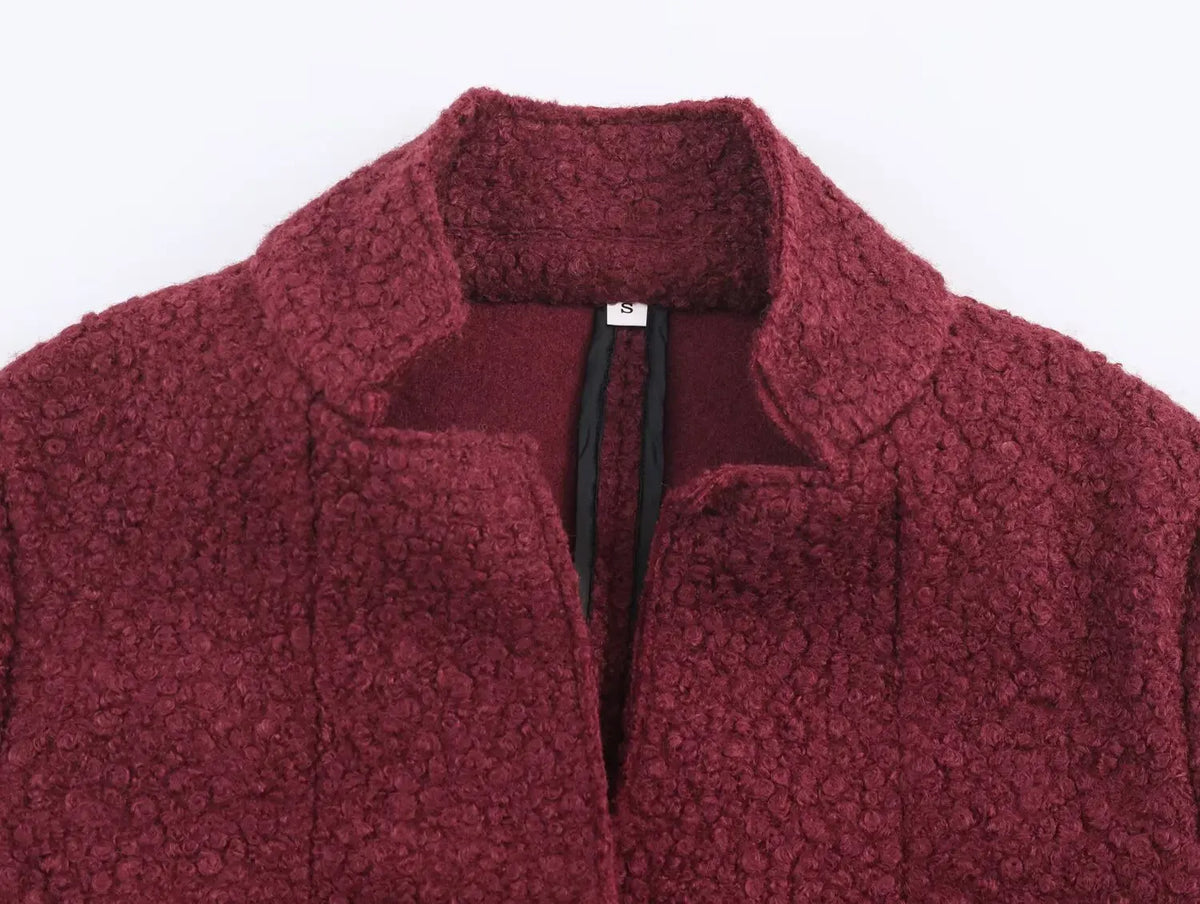 Women Christmas Red Winter Jacket Coat Vintage Teddy Coats Streetwear Long Sleeve Lamb Wool Jacket Outerwear 2000s Clothes 2025