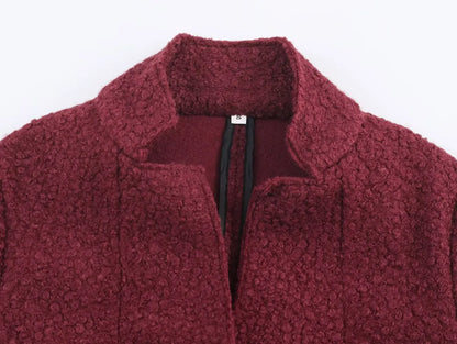 Women Christmas Red Winter Jacket Coat Vintage Teddy Coats Streetwear Long Sleeve Lamb Wool Jacket Outerwear 2000s Clothes 2025