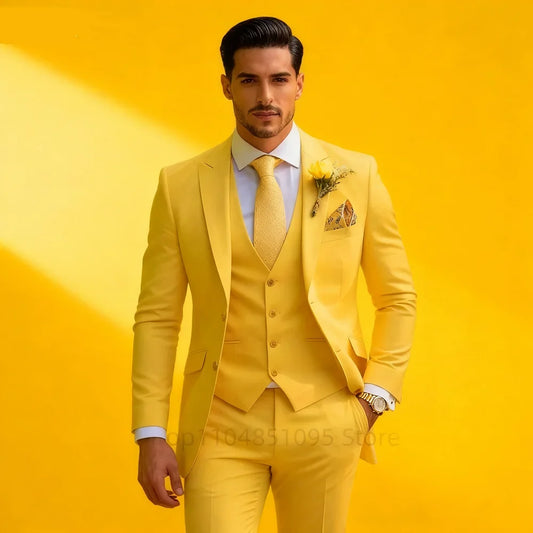 Men's Slim Fit 3-Piece Suit – Single Breasted Formal Wedding & Business Suit for Men