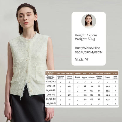 Women's Vest 2025 Autumn New O-neck Elegant Retro Knitted Vest Women's Casual Versatile Loose Sleeveless Top Female12543082