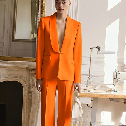 Wedding Guest Suits for Women Elegant Bride Mother Groom Blazer Set Shawl Lapel 2Pieces(Jacket+Pants) Hidden Button Custom