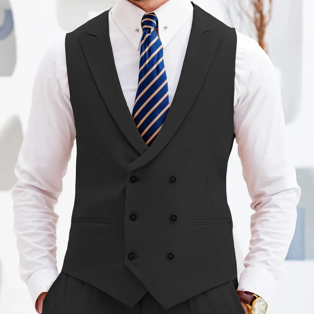 Men's Double Breasted Vest Formal Lapel Waistcoat for Wedding & Special Occasions