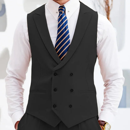 Men's Double Breasted Vest Formal Lapel Waistcoat for Wedding & Special Occasions