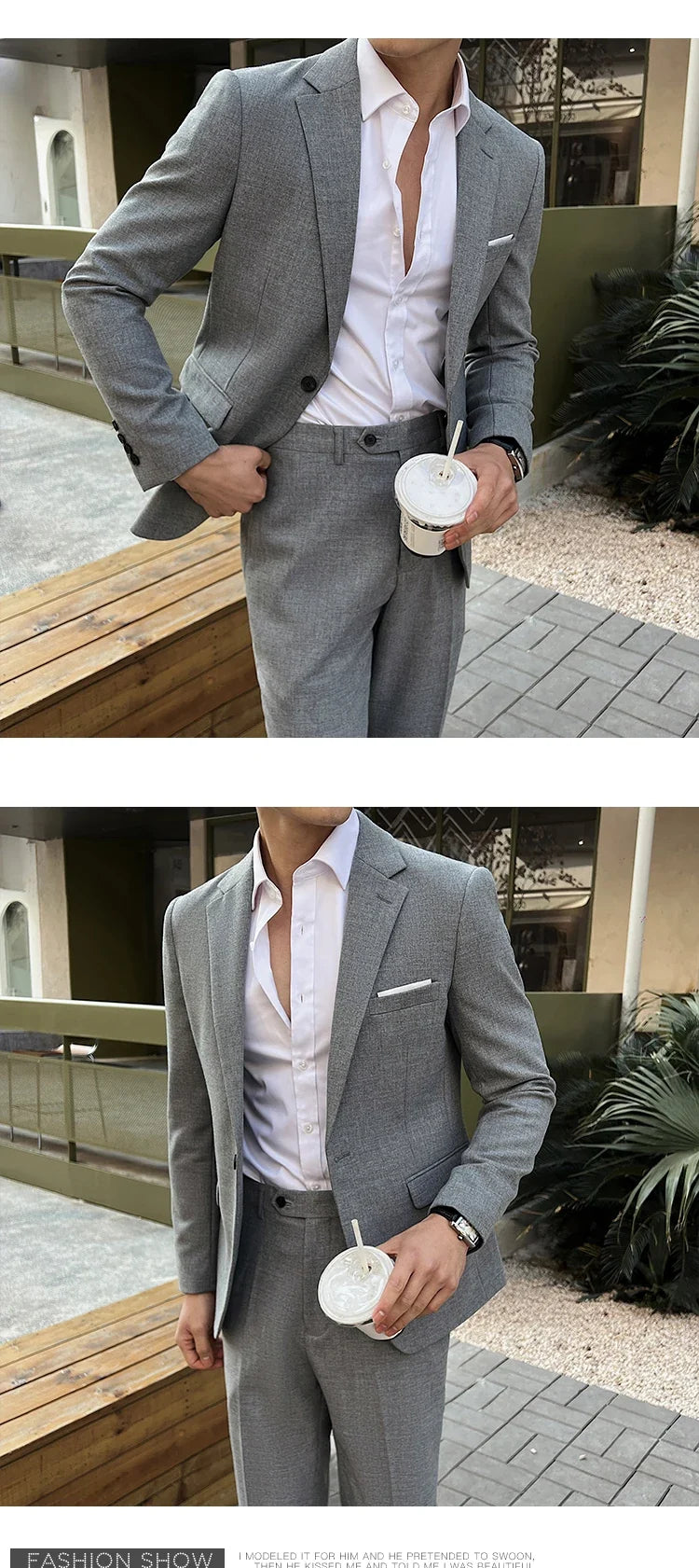 (Jacket +Pants) 2025 New Luxury Elegant Men's Suits 2 Piece Set Fashion Korean Casual Slim Fit Social Groom Wedding Tuxedo