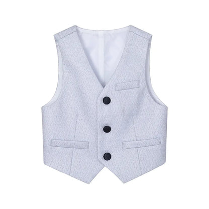 Boys Elegant Silver Suit Set Kids Piano Host Speech Catwalk Performance Costume Children's Wedding Birthday Photogrpahy Outfit