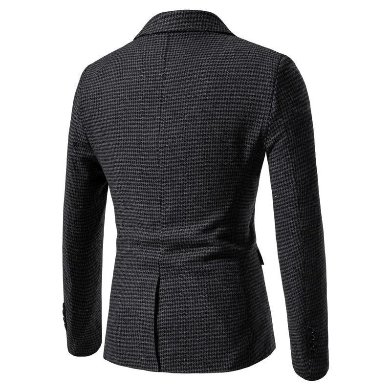 KIDWHXR 2026 Autumn Man Blazer Retro Plaid Single-breasted Male Outerwear Slim Long Sleeve Business Casual Men Suit Jacket