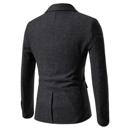 KIDWHXR 2026 Autumn Man Blazer Retro Plaid Single-breasted Male Outerwear Slim Long Sleeve Business Casual Men Suit Jacket