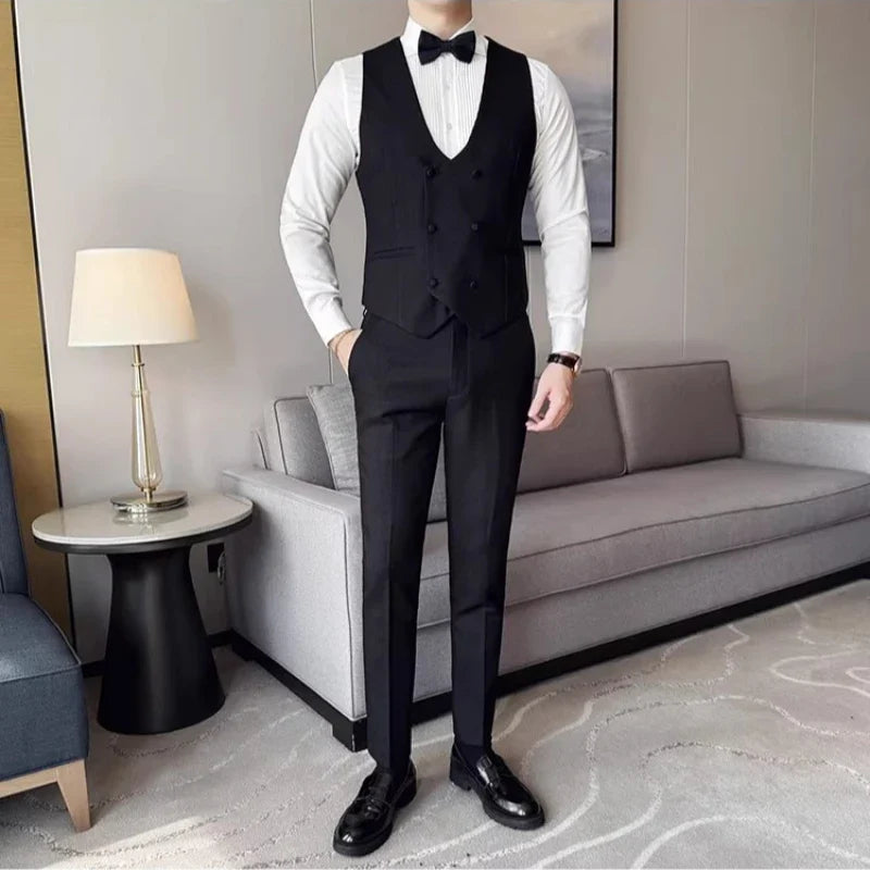 Men's Slim Fit 3-Piece Suit for Weddings, Parties & Formal Occasions – White, Red, Black