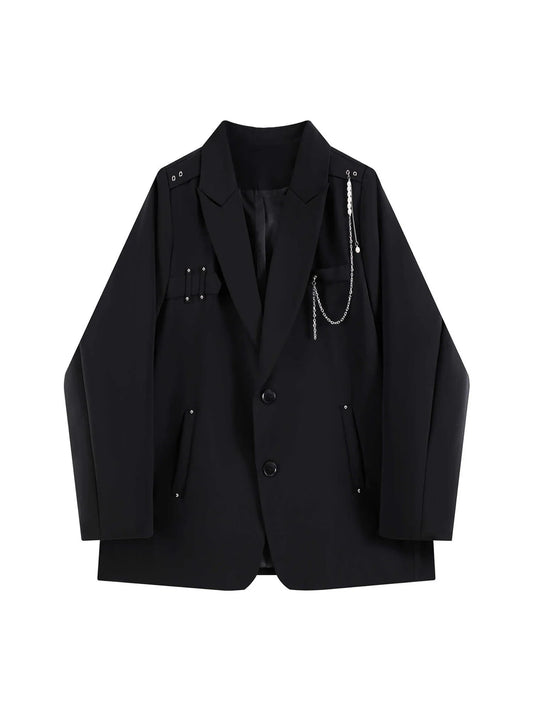 Women's Black Gothic Blazer Coat Vintage Fashion Streetwear Harajuku Long Sleeve Suit Jacket Emo 2000s Outerwear Clothes Autumn