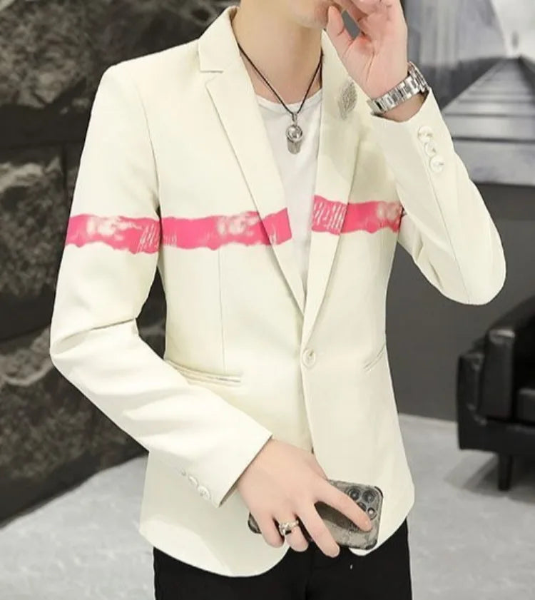 New Trendy Versatile Fashion Solid Color Korean Style Blazer Spring Autumn Casual Men's Slim Fit Handsome Suit Jacket Outerwear