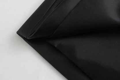 Winter 202 Women's Leather Look Suit Jaet Faionable Commute Sle Long Sve Single Button Closure Regular Length Coat
