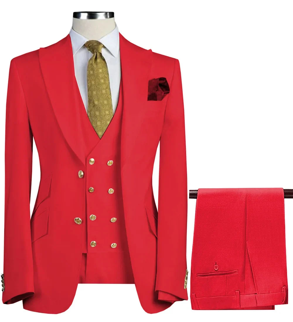  Men Suit 3 Pieces Beige With Lapel Solid For Business Banquet Wedding Groom Daily Tuxedo Office Suit Jacket Vest With Pants
