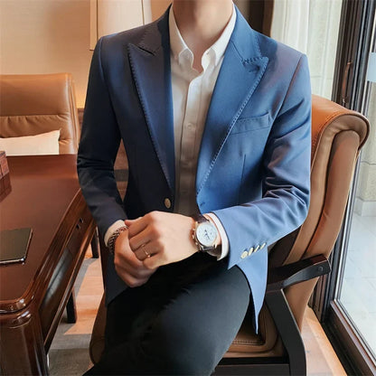 2022 Classic Green Blue Jacket Uniform Groom Tuxedos Mens Wedding Suits Peaked Lapel Man Business Blazer Groomsmen Prom Dress