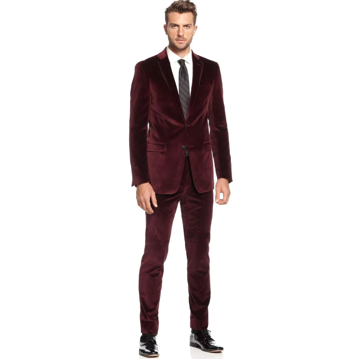 Costume Homme 2 Pièces en Velours Coupe Slim Blazer Simple Boutonnage avec Pantalon Tuxedo de Mariage pour Homme Tenue de Soirée d'Affaires pour Homme