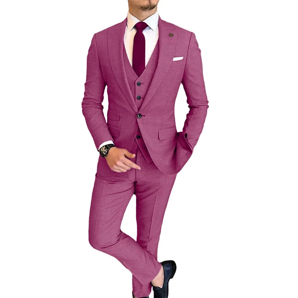 Men's Slim Fit Single Breasted Suit for Weddings, Graduation & Smart Casual Wear – Multi-Color