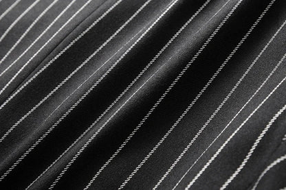 Fashion Men Double Breasted Striped Suit 2 Piece Black / Wine Red Homme Business Social Wedding Party Blazers and Trousers