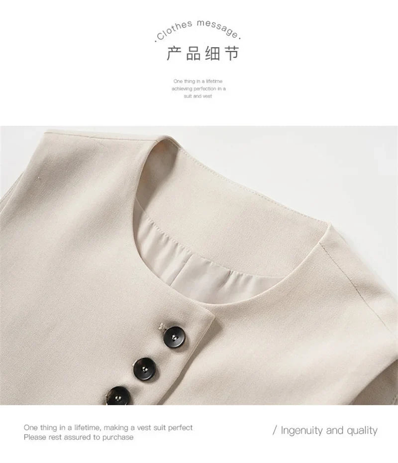 Ladies Casual Fashion Blazers Vest Coat Spring Autumn Female Cardigan Sleeveless Jacket Korean Women With Lining Suit Waistcoat