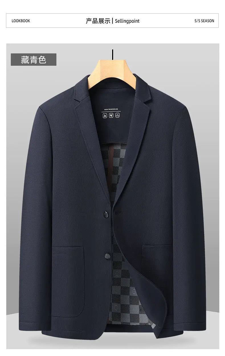 Seamless Adhesive Thin Style Blazer Fashionable Outdoor Travel, Camping, Wedding, Men's Slim-fit Casual Wear, Breathable Blazer