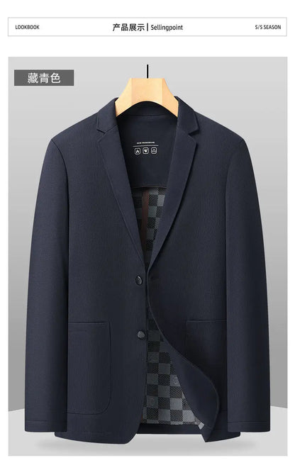 Seamless Adhesive Thin Style Blazer Fashionable Outdoor Travel, Camping, Wedding, Men's Slim-fit Casual Wear, Breathable Blazer