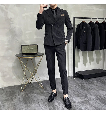 Men's Classic Striped 3-Piece Suit for Wedding, Business & Formal Occasions