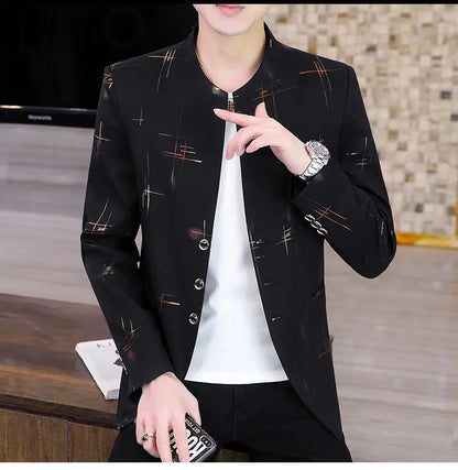 Blazer Fashionable Outdoor Travel Youthful Wedding Versatile Host for Campus Slim-fit Casual Lightweight Stripes Men's Blazer