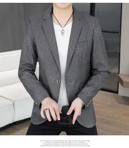 Blazer Men's Sequined High-end Hot Diamond Style Business Outdoor Travel Wedding Youth Slimming Casual High Formal Wear Blazer