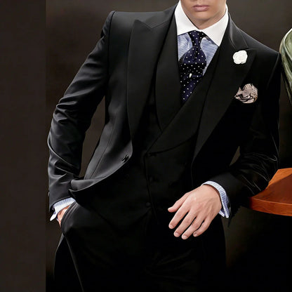 Men Suit 3 Pieces White With Lapel Solid For Wedding Groom Business Party Prom Banquet Work Office Jacket Vest With Pants