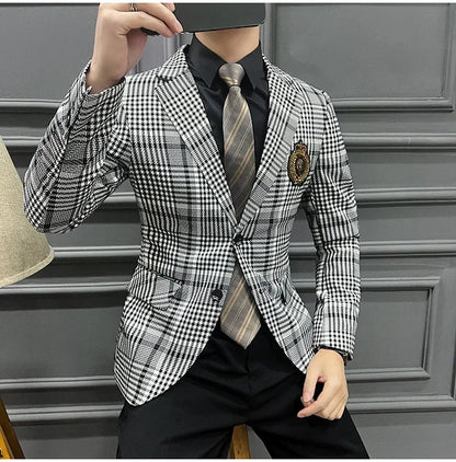 Blazer Masculino Men's Fashion Business Casual Professional Dress Wedding Gentleman Hosts The British Style Slim-fit Suit Blazer