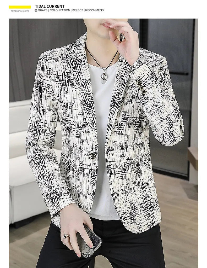 Blazer Men's Fashion Outdoor Travel Gentleman Wedding Slimming Business Versatile Trendy Casual Korean-style Formal Wear Blazer