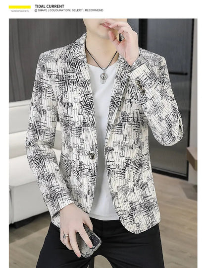 Blazer Men's Fashion Outdoor Travel Gentleman Wedding Slimming Business Versatile Trendy Casual Korean-style Formal Wear Blazer