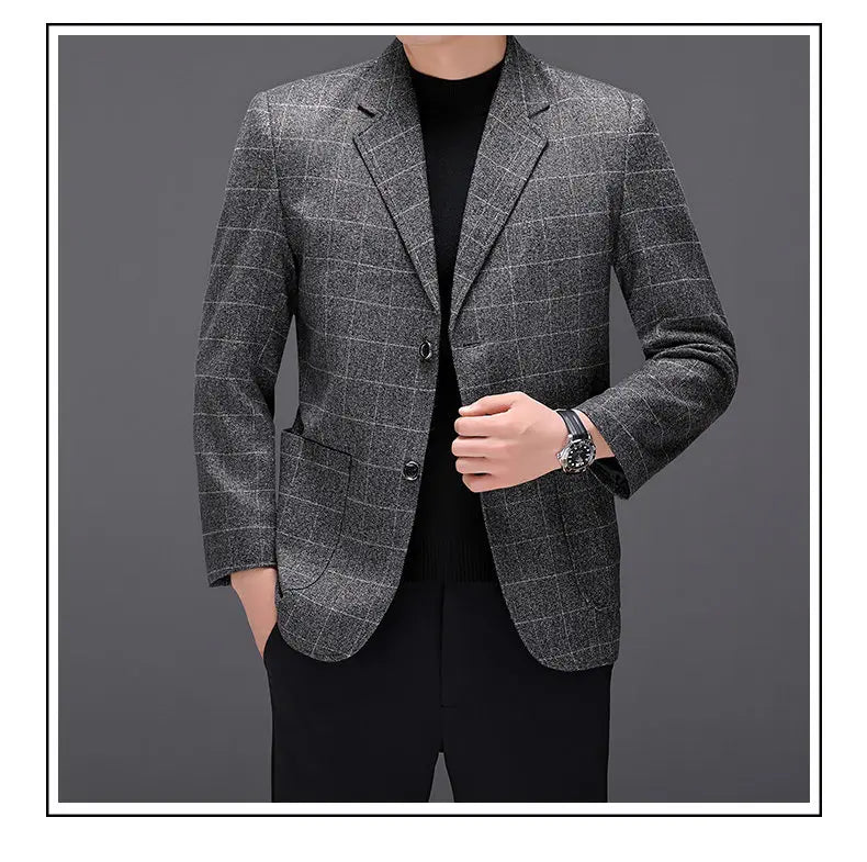 Blazer Fashionable Outdoor Travel Camping Youthful Wedding Versatile Host for Campus Leisure Korean Style Checkered Men's Blazer
