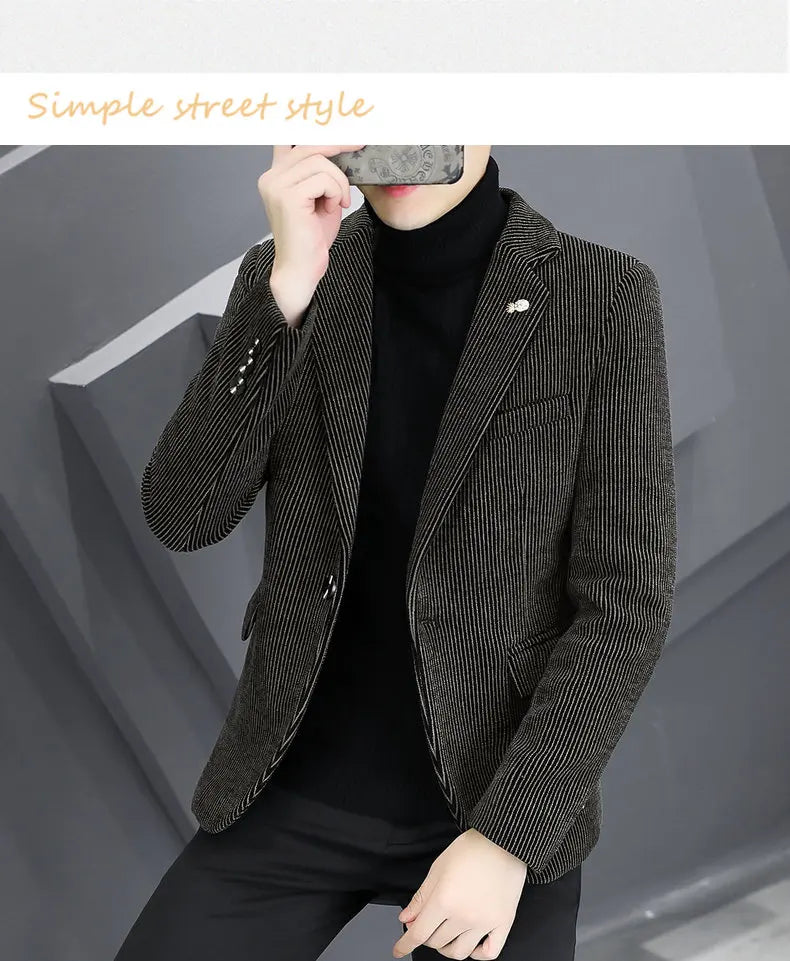 Blazer Autumn and Winter Men Fashionable Outdoor Wedding Slimming Business Casual Korean Version Golden Mink Velvet Girl Blazer