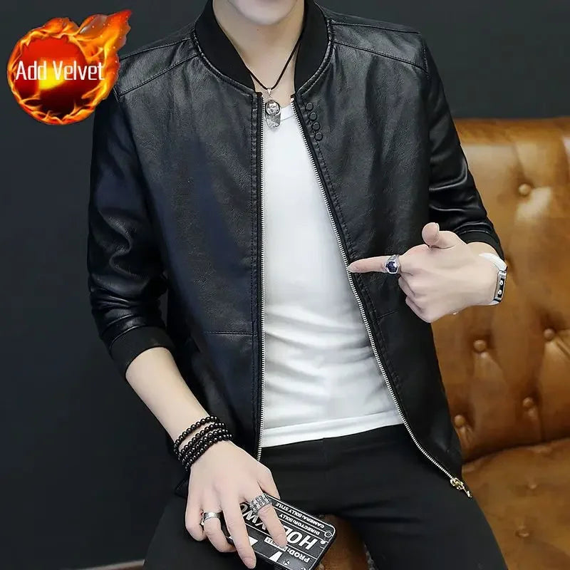 Brown Casual Men's Suit Jackets Trendy 2025 Korean Style Clothes Male Leather Blazer Single Models Luxury Designer Menswear Coat