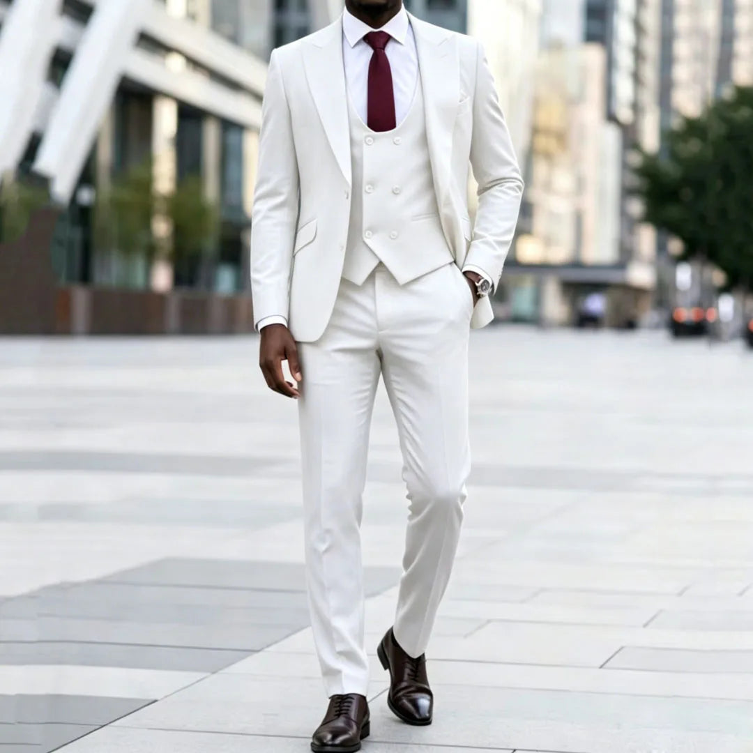 Men Suit Dark Brown 3 Pieces Solid With Lapel For Wedding Birthday Banquet Party Business Work Office Set Jacket Vest Pants