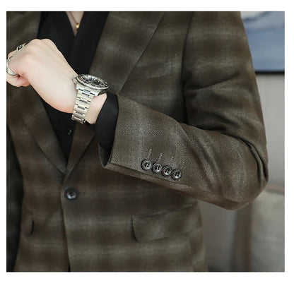 Men's Slim Fit Army Green Casual Blazer – Single Breasted Smart Casual Suit Jacket