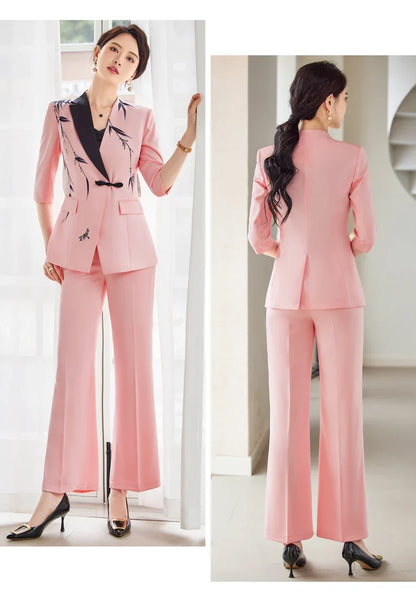 Mid-Sleeve Suit, Pants, Elegant Temperament, Most Unique, Spring and Summer, 2024 New