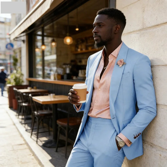 Men's 2-Piece Tuxedo Suit – Slim Fit Blazer & Trousers for Weddings & Formal Events