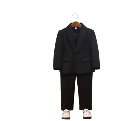 Kids Spring Autumn 5Pieces Balzer Set With Jacket Vest Pants Bowtie Brooch Boys Formal Wedding Birthday Party Suit
