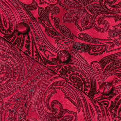 Men's Paisley Waistcoat Set – Single Breasted Vest with Matching Tie for Weddings and Formal Events