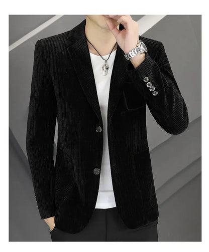 2026 Spring Autumn Corduroy Suit Jackets for Men Business Casual Blazers KoreanSlim Fit Social Office Wedding Suits Coats 4XL