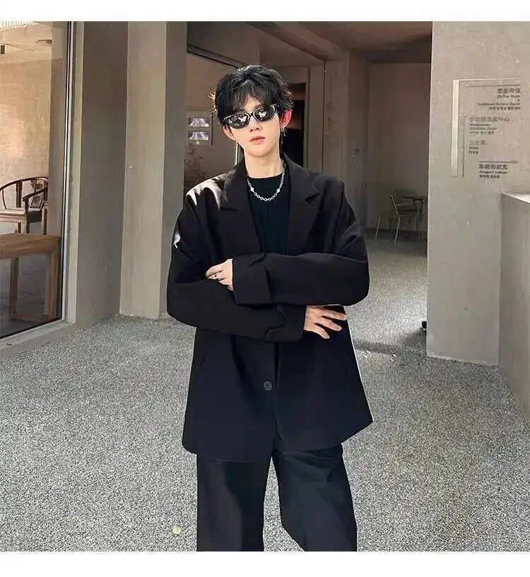 Men's Handsome Loose Casual Blazer Jacket Fashion Elegant 2026 New High Quality Stylish Social Solid Color Clothes JY7595