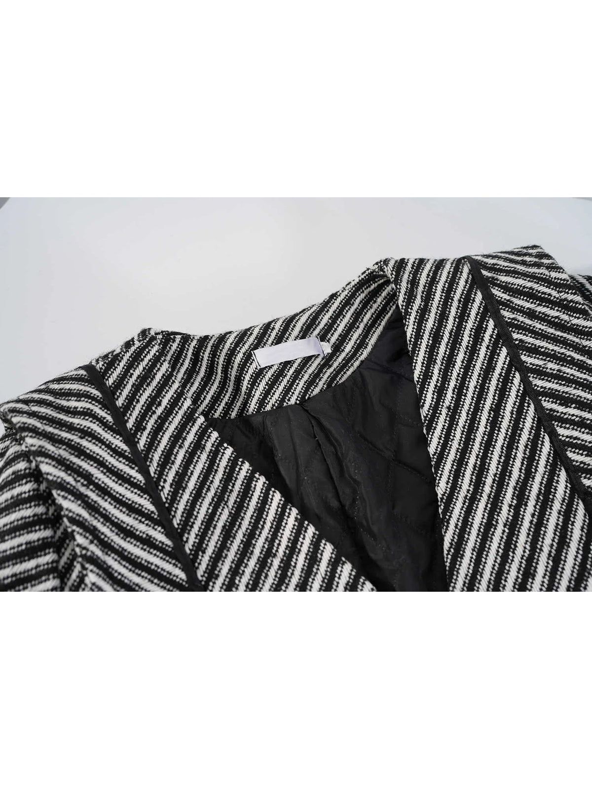 Women's Zebra Stripes Blazer Jacket Vintage Long Sleeve Outerwear Black Gothic Woolen Suit Coat Harajuku Y2k 2000s Clothes Autum