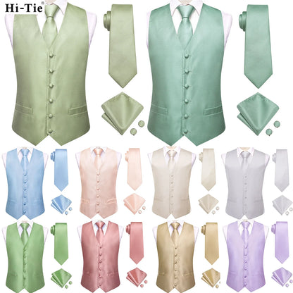 Men's Suit Vest Set Red Paisley Waistcoat with Tie Pocket Square Cufflinks for Weddings