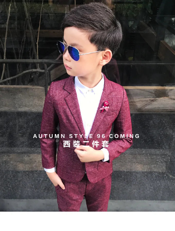 Kids Wedding Ceremony Slim Suit Children Formal Blazers Pants 2Pcs Photography Clothes Good Quality Baby Boys Handsome Suit