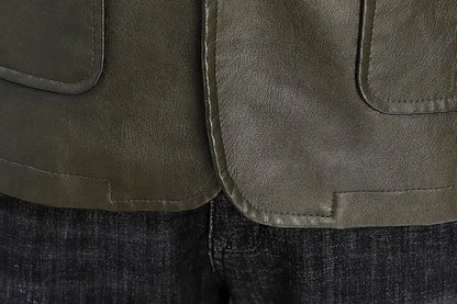 Men's Faux Leather Blazer Jacket Autumn Winter Warm Fleece Lined Casual Versatile Outerwear