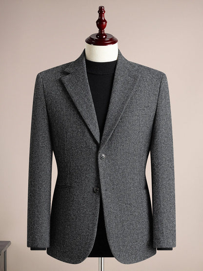 Autumn Winter Thicken Warm 50% Woolen Men Suit Jacket Retro Style Fashion Business Slim Fit Casual Wedding Groom Coats Tailcoat