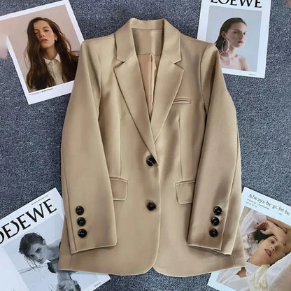 Elegant Office Lady Blazers for Women 2025 Fashion Long Sleeve Single Button Blazer Coats Female Top Suit Jackets Outerwears