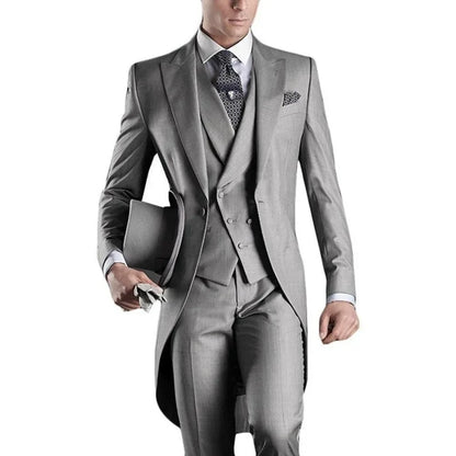 Custom Made White/black/grey/burgundy Tailcoat Men Party Prom Groomsmen Suits For Wedding Tuxedos (Jacket+pants+vest)